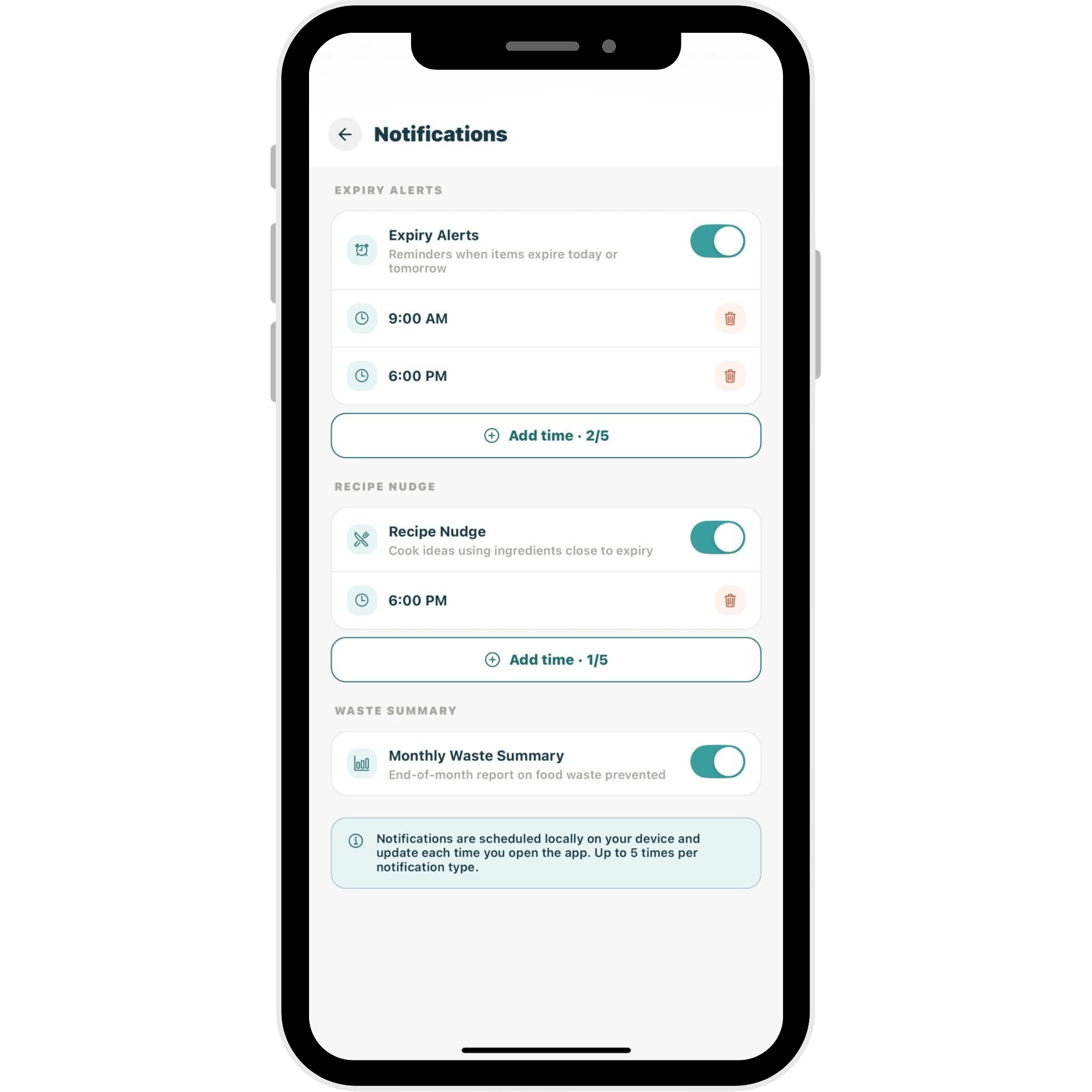 StillGood Notifications screen