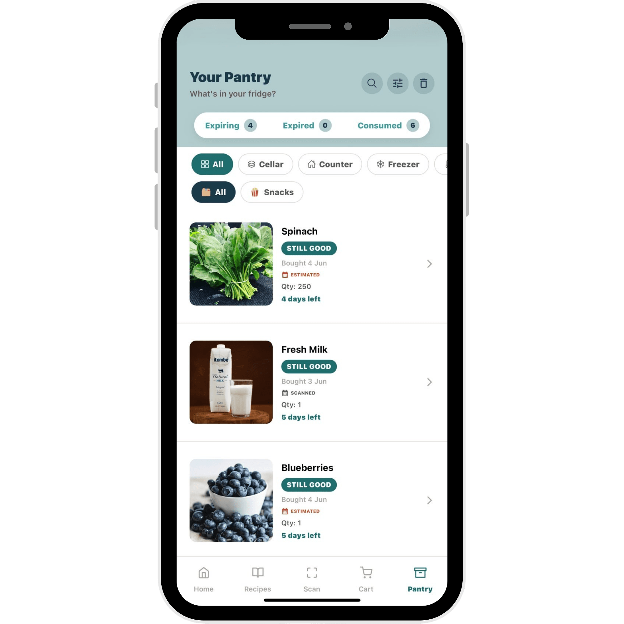 StillGood Pantry screen