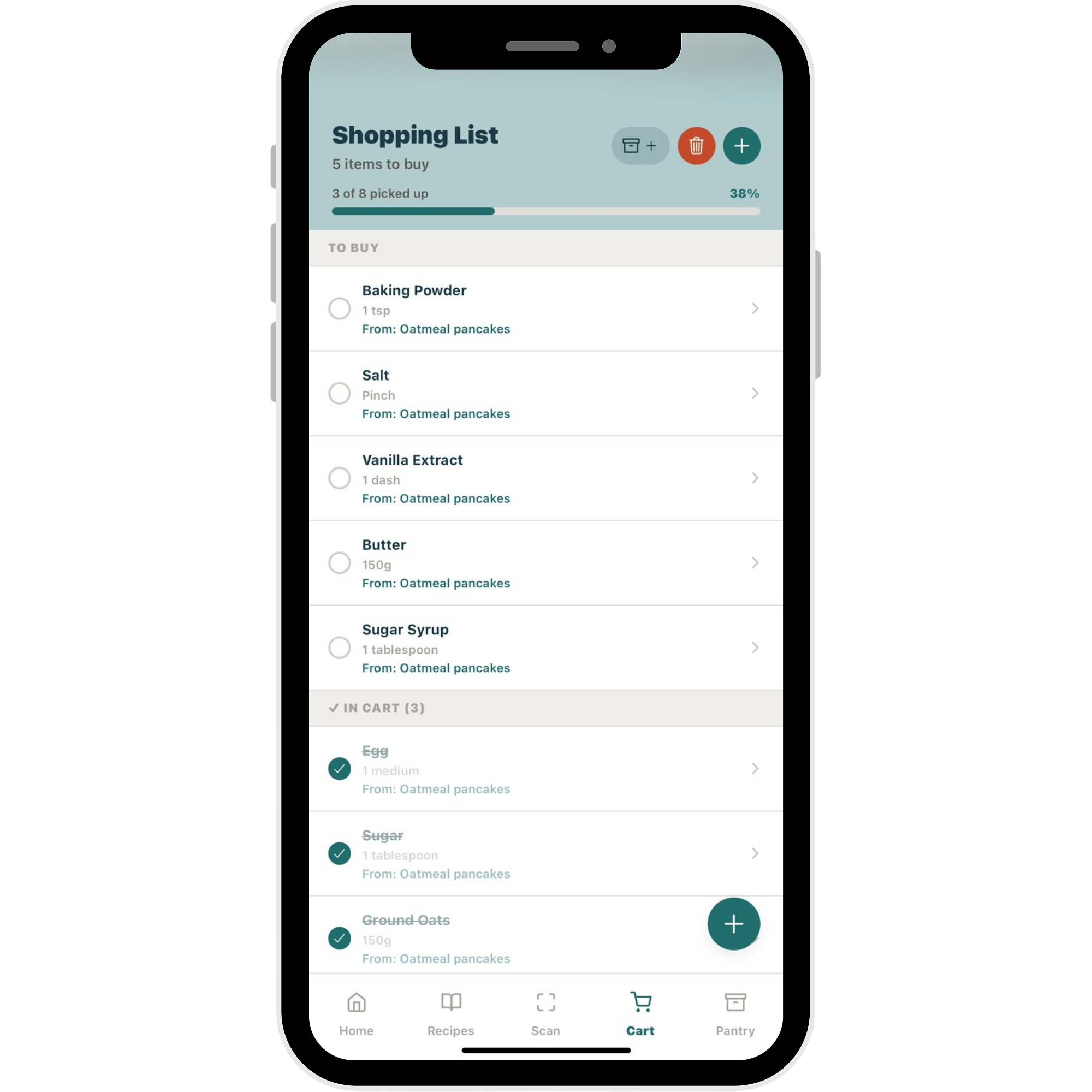 StillGood Shopping List screen